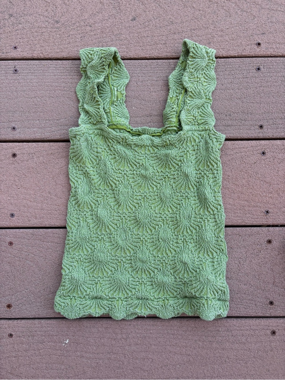 Free People Olive Green Textured Knit Tank